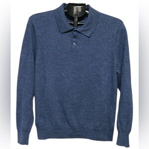 Christian Lacroix Blue Men's Cardigan Sweater. 100% Extra Fine Merino Wool